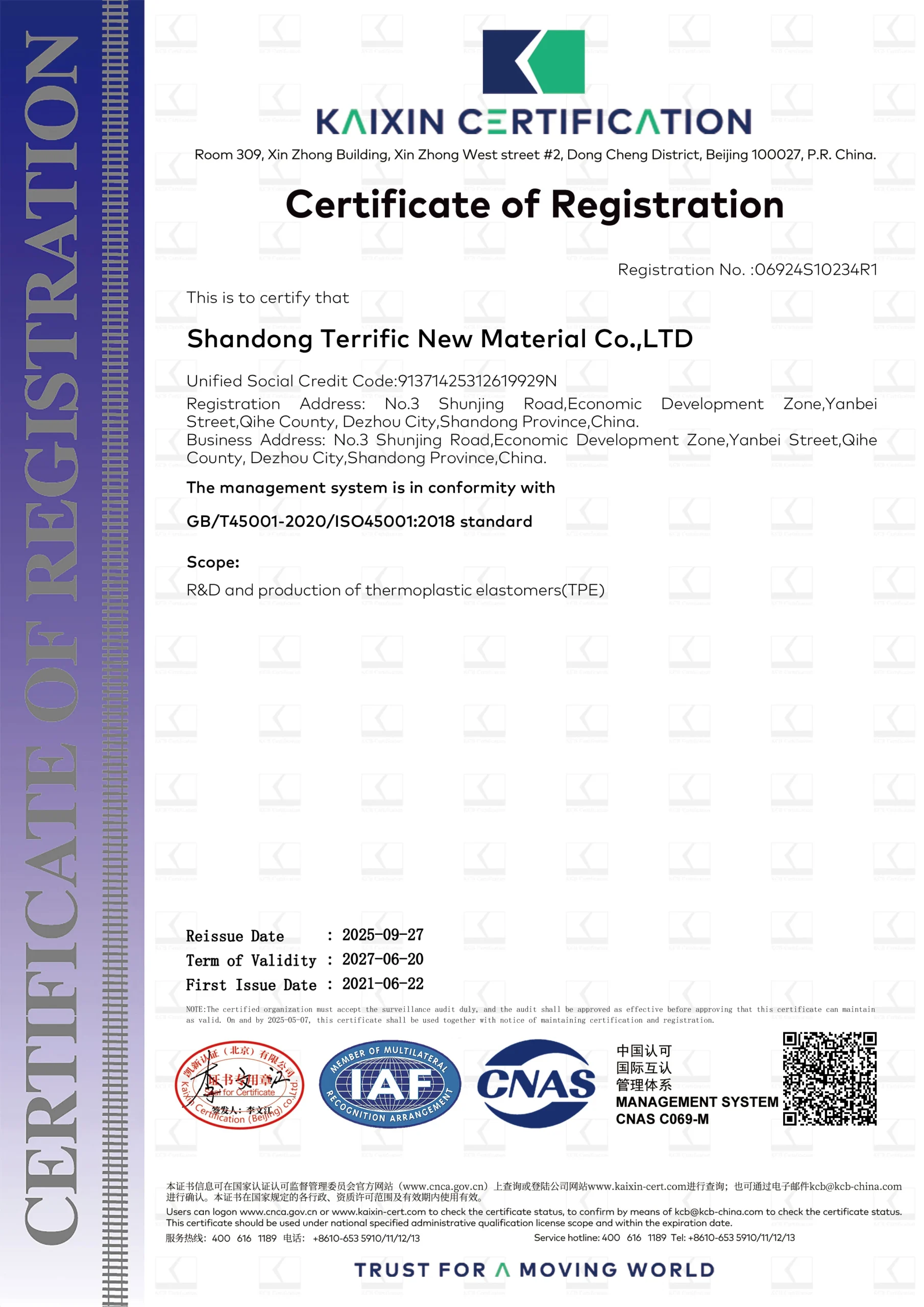 （10）ISO45001 职业健康安全管理体系认证证书 EN